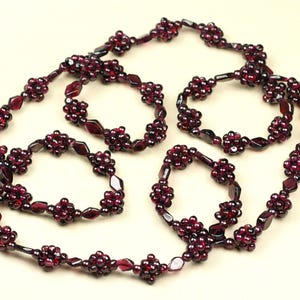 Granat Seil Halskette, Perlen Granat Halskette, Handgemachte Halskette, Vintage echter Granat Glatte Perlen Seil Halskette 32 "Vintage Schmuck