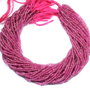 AAA Pink Tourmaline Rondelle Beads: 3mm Micro Faceted Rubellite Strand