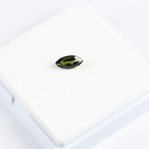 Olive Green Tourmaline Marquise Cut Stone: 1.25 Carat Faceted Gemstone