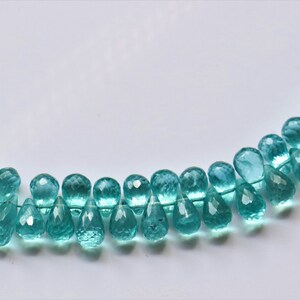 Faceted Apatite Teardrop Beads: AAA+ Quality, Deep Green Color Drops, 8&quot; Strand