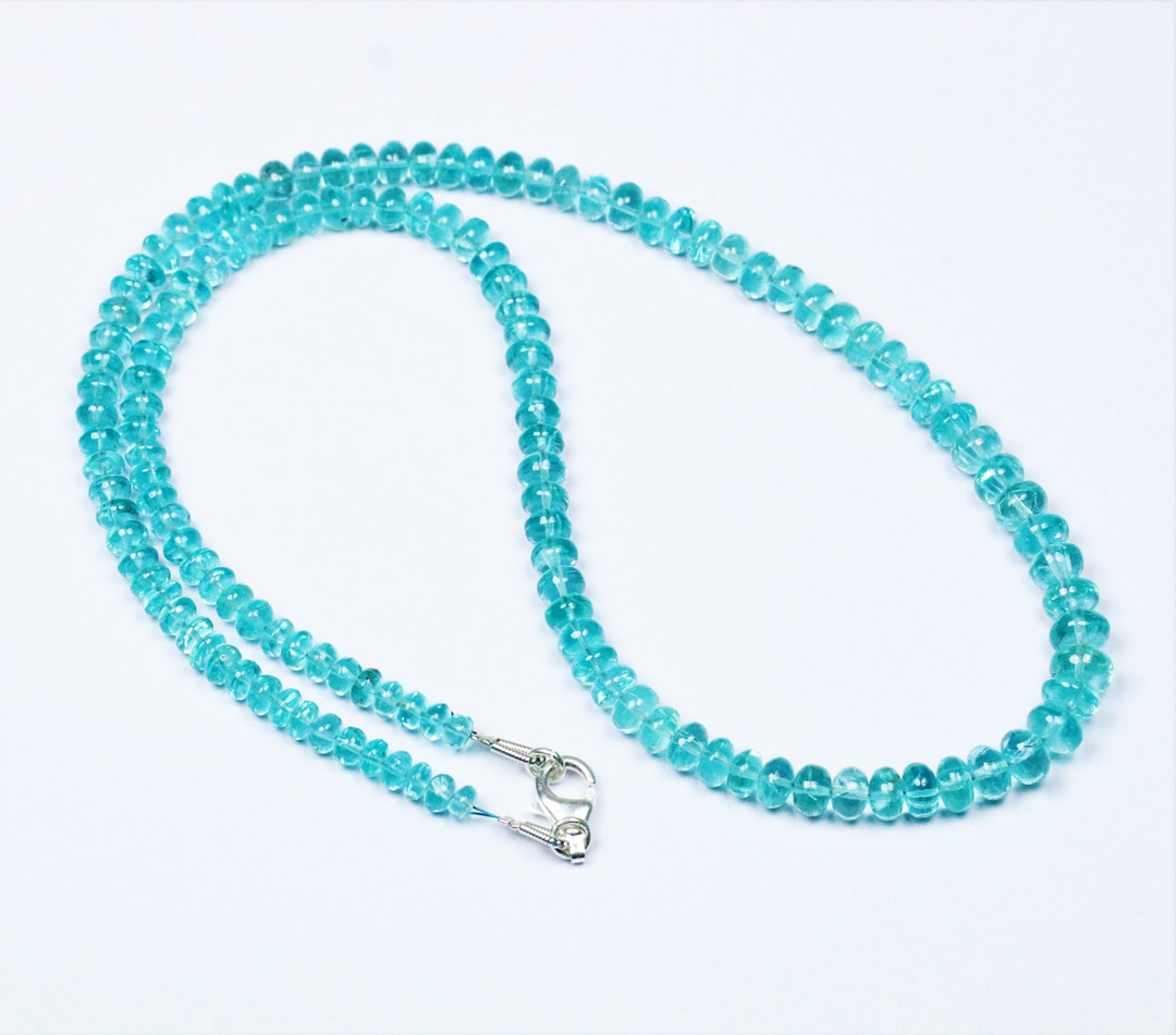 アパタイト ロンデルビーズネックレス：925スターリングシルバーロック