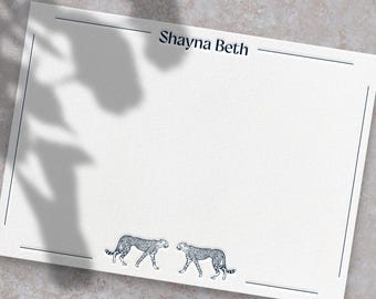 Personalized Leopard Letterpress Notecards | Custom Stationery Set