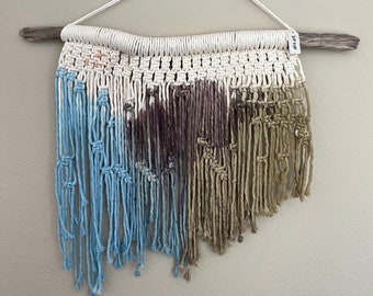 Dip Dye Macrame Wall Hanging: Boho Driftwood Decor