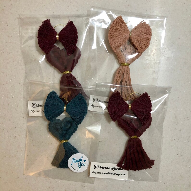 gift bag trimming wrapping trim Valentine\u2019s Day heart wine ornament topper Macram\u00e9 Heart Ornament small heart wall decor
