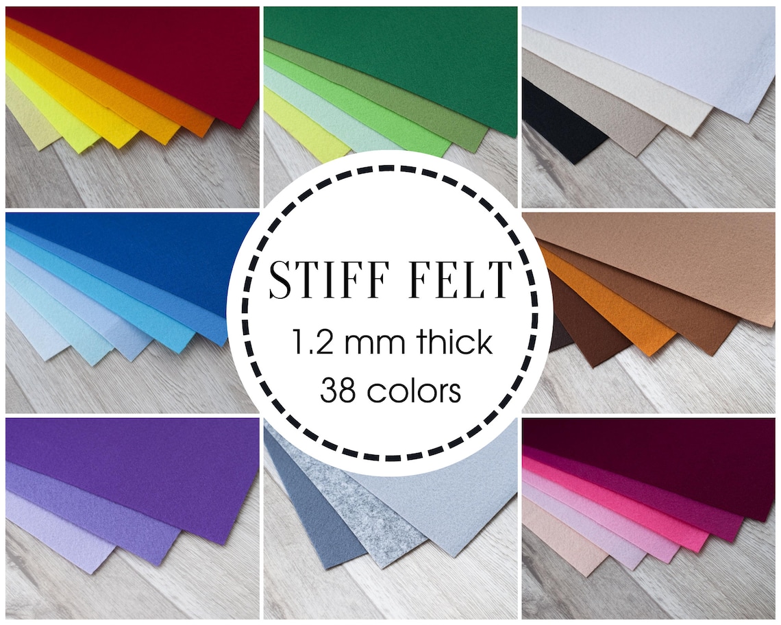 STIFF FELT sheets 1.2 mm thick in different colors to make Etsy