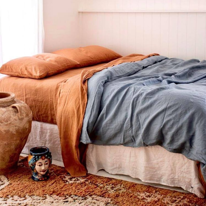 Linen Duvet Cover in Clay linen bedding. King Queen Custom Etsy