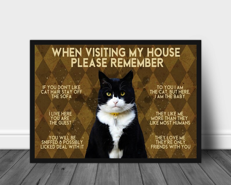 Cat When Visiting My House Please Remember poster Black cat Etsy
