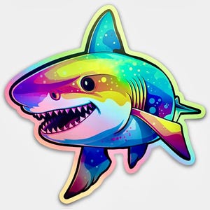 Holographic Shark Sticker