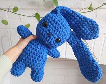 Large Crochet Bunny- Royal Blue, Year of the Rabbit Zodiac, Handmade Bunny Plush, Crochet Rabbit, Alt Stuffed Animal, Easter