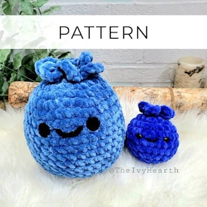 2in1 Crochet Pattern - Blueberry Pillow, Amigurumi Blueberry, blueberry plush chunky yarn pattern, blanket yarn pattern, diy fruit plush