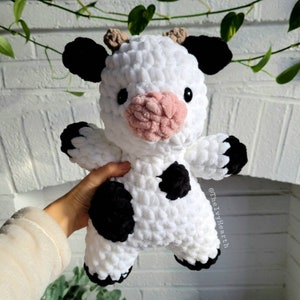 Large Crochet Cow Plush, Small Cow | Amigurumi Cow | Strawberry Cow | blob chibi cow | Farm animal toy | stuffed animal | baby shower gift