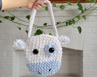 Heart Eyes Crochet cow bag-  blueberry cow | Halloween statement bag | shoulder bag | crossbody bag | amigurumi | handmade  | made to order