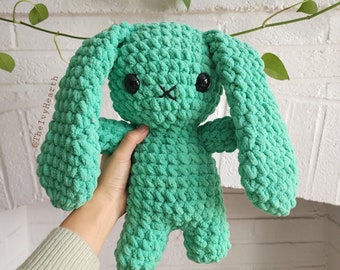 Large Crochet Bunny- Aqua Green, Year of the Rabbit Zodiac, Handmade Bunny Plush, Crochet Rabbit, Alt Stuffed Animal, Easter