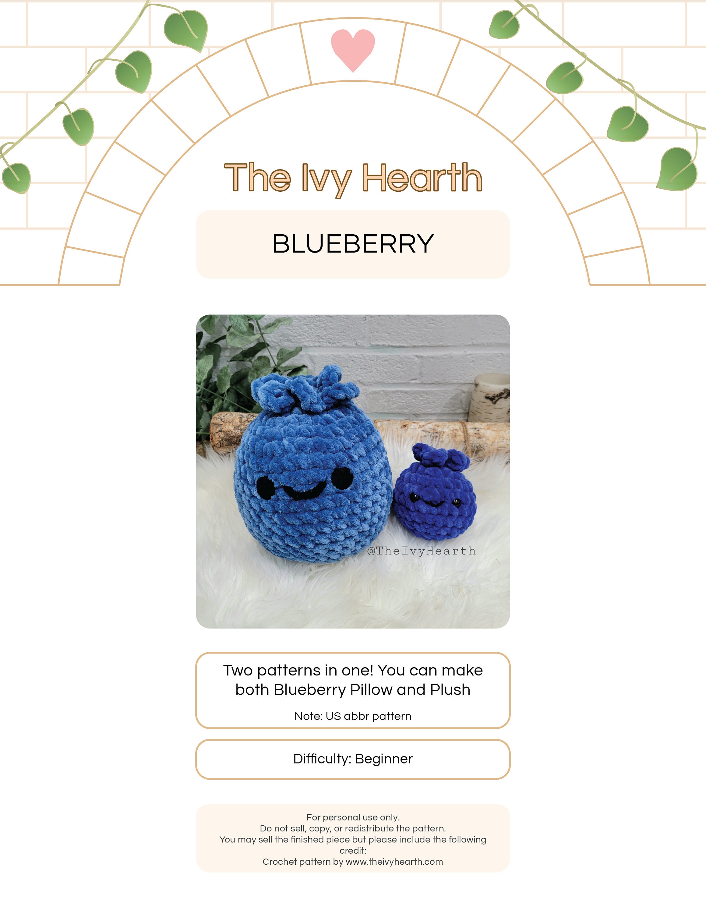 2in1 Crochet Pattern Blueberry Pillow, Amigurumi Blueberry, Blueberry Plush  Chunky Yarn Pattern, Blanket Yarn Pattern, Diy Fruit Plush 