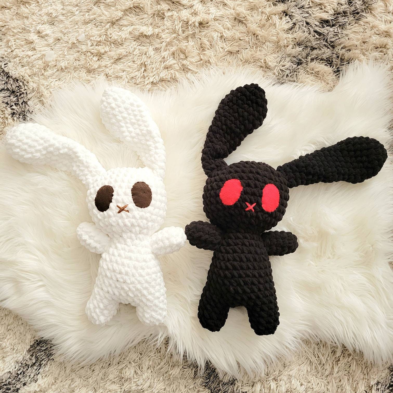 Customizable Large Crochet Bunny- Black, Year of the Rabbit