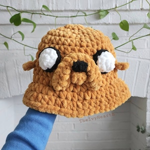 Jake-buckethoed | Gehaakt avonturenspeelgoed Jake| Tekenfilm | Fin | Amigurumi | Handgemaakt | Cadeau-idee voor stel en beste vriend, Halloween, Kerstmis