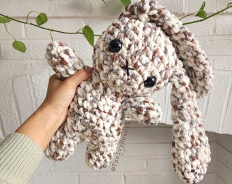 Large Crochet Bunny- Vanilla Chocolate Chip, Year of the Rabbit Zodiac, Handmade Bunny Plush, Crochet Rabbit, Alt Stuffed Animal, Easter