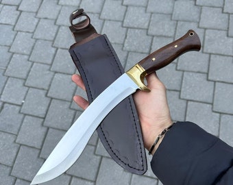 Handmade Kukri Knife, Personalized Hunting Knife, Walnut Narrawood