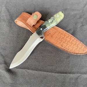 Epoxy Handle Hunting & Camping Knife – Easy to Carry, Ultra Sharp, Personalized Gift for Men – Perfect for Anniversary - Birthday Gift Knife