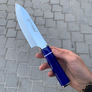 Custom Chef Knife: Handcrafted Mica Handle, Personalized Kitchen Gift