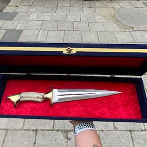 Custom Dagger With Deer Antler Handle and Leather Sheath, Wedding Gift ...