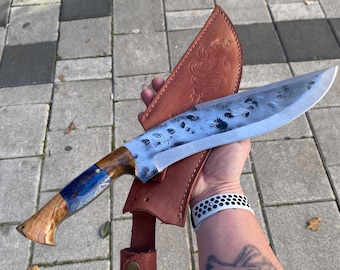 Custom Handcrafted Heavy Duty Machete 5160 Hand Forged Spring Steel with Leather Sheath