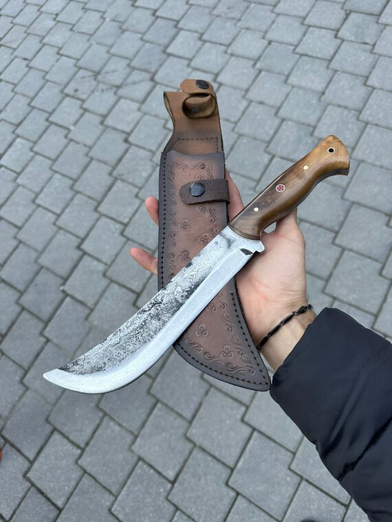 Machette Fait Main Pour Chasse Et Survie - Lame 11 Pouces En Acier Carbone, Avec étui