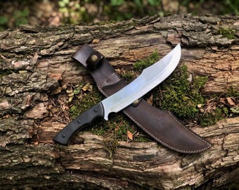 Personalized Camping Machete: Stainless Steel Blade, Leather Sheath