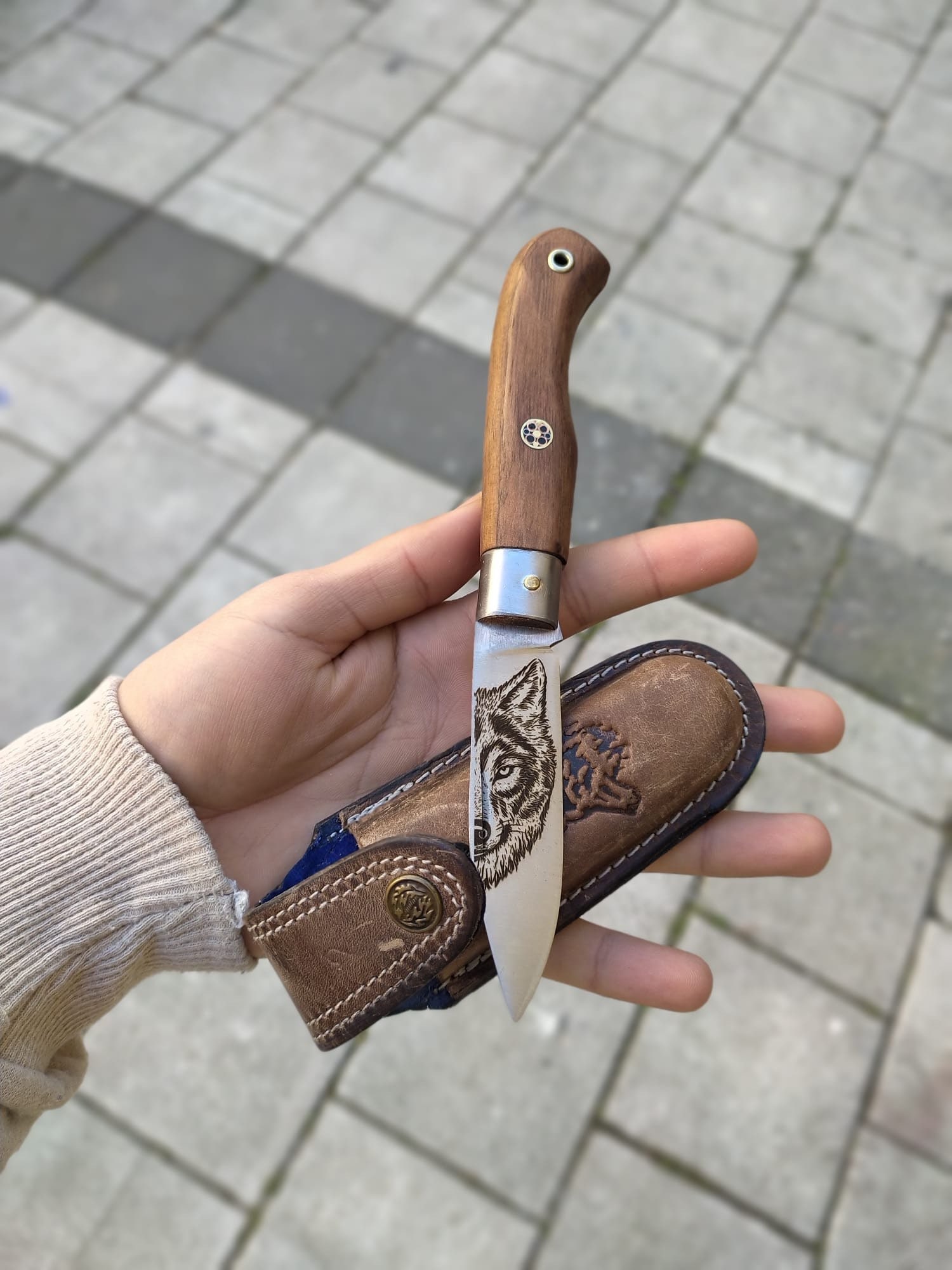 Personalized Pocket Knife Laser Engraving Leather Sheath Etsy