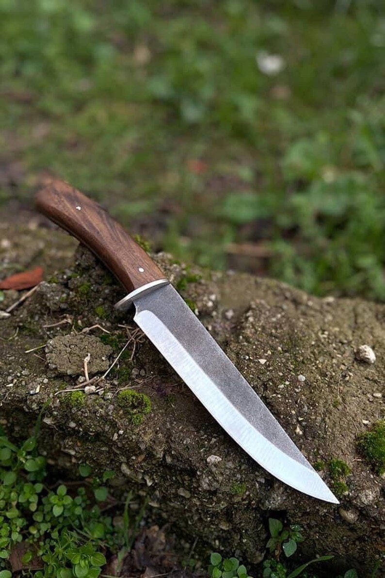 Handmade Custom Hunting Knife Leather Sheath Wood Handle Stainless Steel