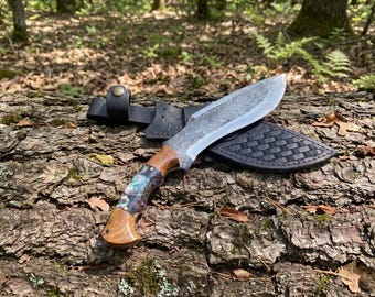 Custom Handcrafted Heavy Duty Machete 5160 Hand Forged Spring Steel with Leather Sheath