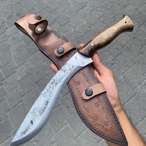 Custom Handcrafted Kukri Machete 5160 Hand Forged Spring Steel with Leather Sheath,Anniversary Gift, Birthday Gift,Personalized Gift knife