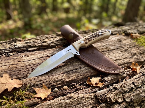 Handmade Hunting Knife: 4116 Steel Blade, Stag Antler Handle