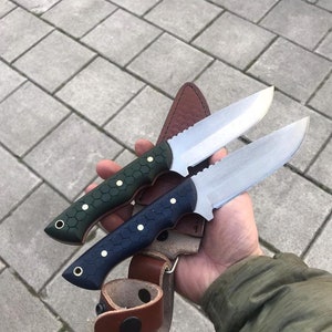Personalized Knife Custom Handmade Handcrafted Hunting Knife Mica Handle Leather Sheath,Anniversary- Groomsman Gift