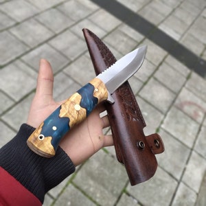 Custom Handcrafted Special 4116 German Steel Hancrafted Epoxy Handle Leather Sheath,Anniversary-Birthday Gift