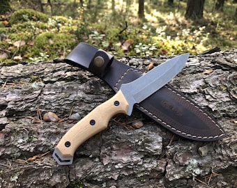 Handmade Full Tang Hunting Knife: 4116 Stainless Steel, Leather Sheath