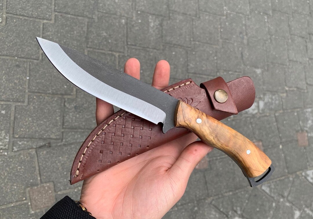 Premium O1 Steel Combat Knife with Burl Wood Handle main image 1