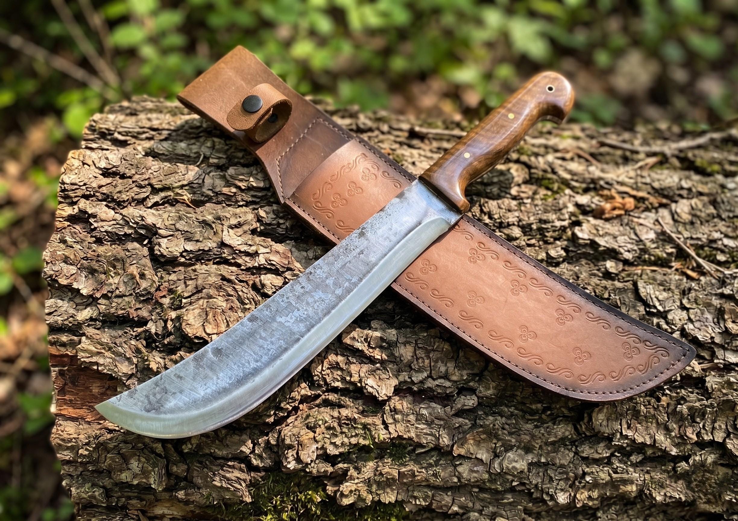 Hand Forged Machete: 5160 Spring Steel, Walnut Wood Handle