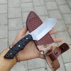 Camping Knife Custom Handmade Handcrafted Hunting Knife Mica Handle Leather Sheath,Birthday Gift,Razor Sharp