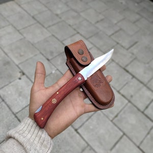 Handmade Lockback Pocket Knife, Red Narrawood Handle,Birthday Gift Knife,Personalized Knife,Razor Sharp