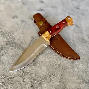 Handmade Custom Hunting Knife 4116 German Stainless Epoxy Handle with Leather Sheath