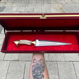 Custom Dagger With Deer Antler Handle and Leather Sheath, Wedding Gift ...