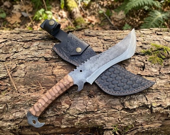 Custom Handcrafted Heavy Duty Machete 5160 Hand Forged Spring Steel with Leather Sheath