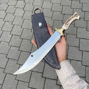 Handmade Stag Antler Hunting Knife: 4116 Stainless Steel Blade