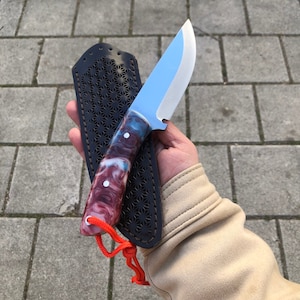 Handmade Custom Hunting Knife,Fathers Day Gift,Anniversary Gift,4116 German Stainless Steel Epoxy Handle with Leather Sheath