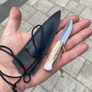 Handmade Necklace Knife, Deer Antler Handle, Personalized Option,Fathers Day Gift,Birthday Gift