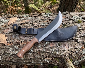 Handmade Ultra Sharp Machete: Walnut Handle Bushcraft Knife