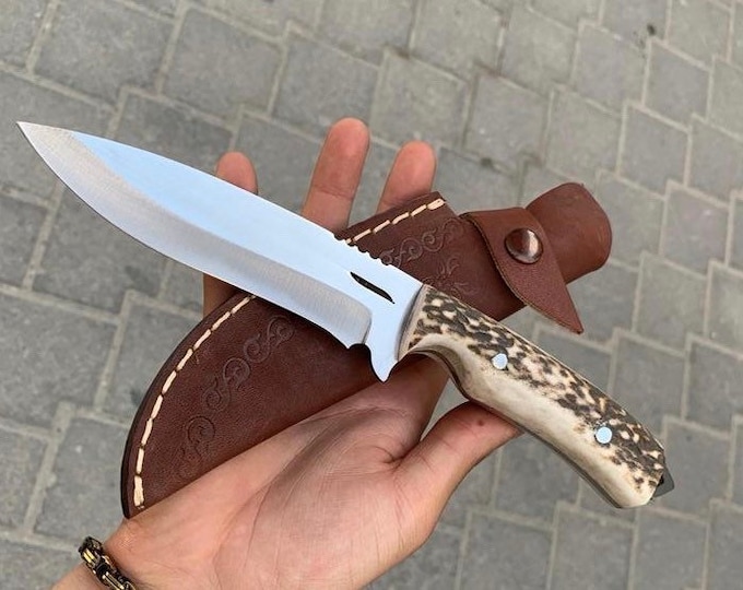 Handmade Hunting Knife German Stainless Steel Deer Antler Etsy