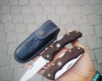 Handmade Hunting Knife, Pocket Knife, Personalized Knife, Leather Sheath