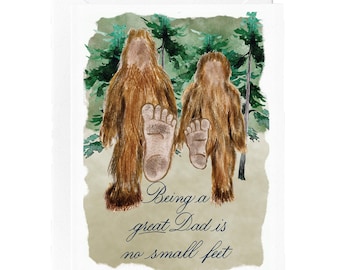 Bigfoot Sasquatch dad card for an off-trail mountain father